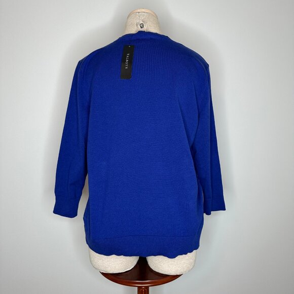 Talbots Women's Charming Button Cardigan 3/4 Sleeve Cobalt Blue Size XLP NWT - Picture 2 of 10